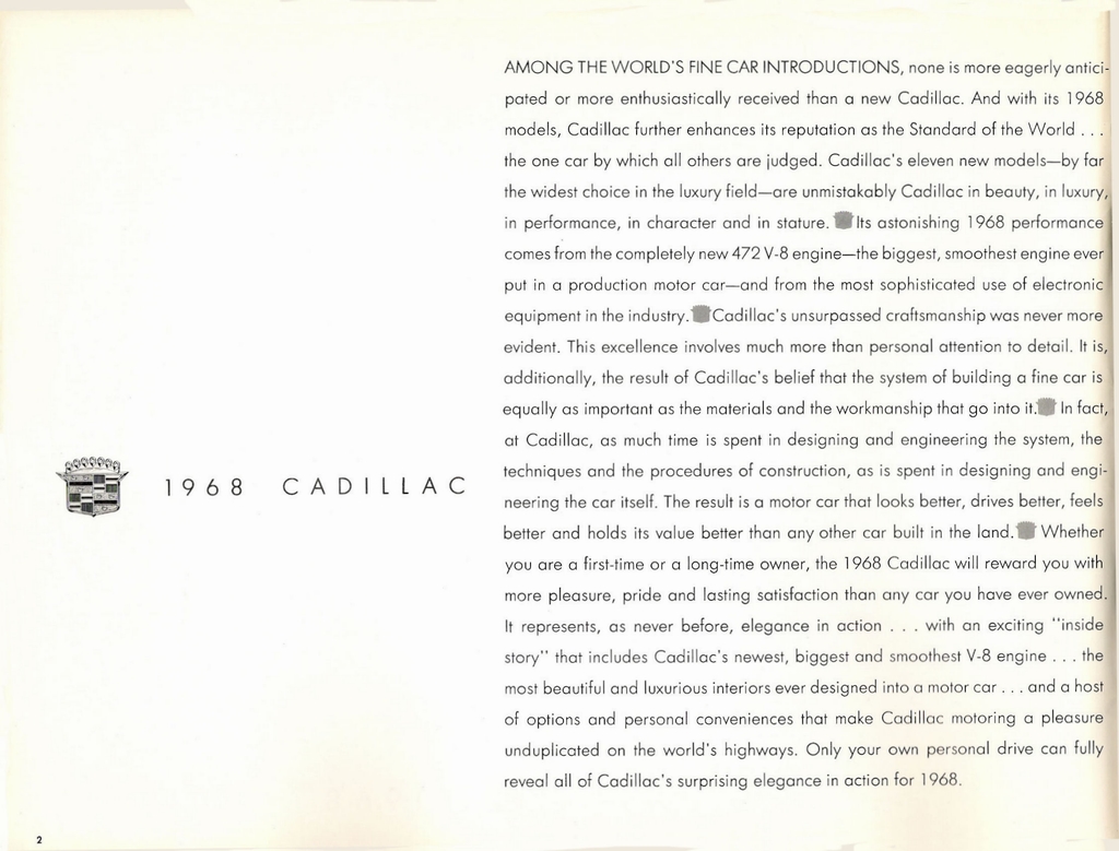 1968 Cadillac Canadian Brochure Page 1